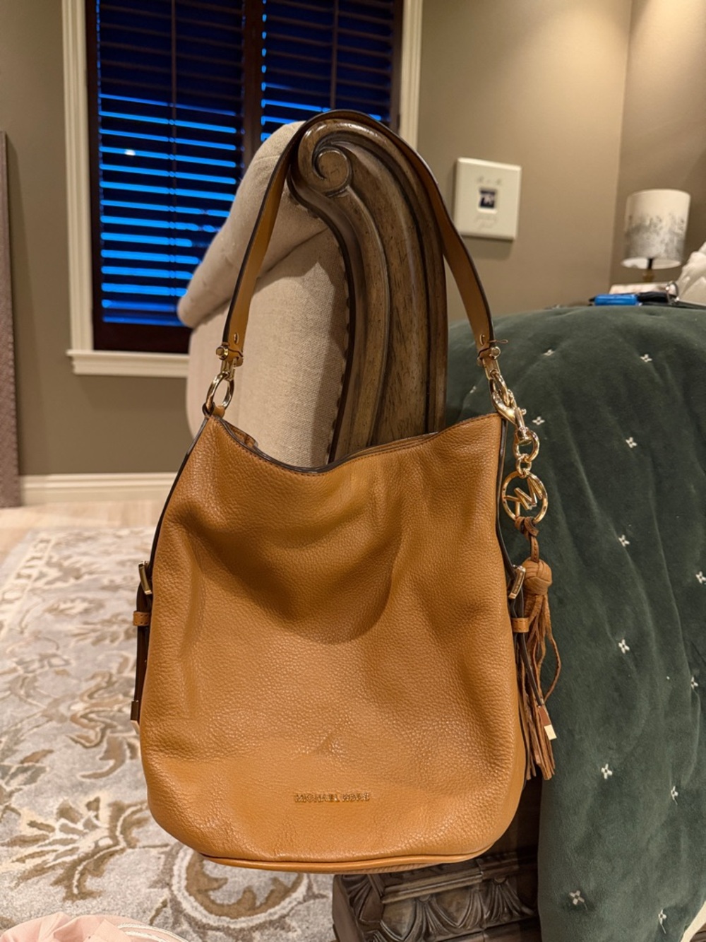 Michael Kors Camel/Tan Pebbled Leather Hobo with Tassel
